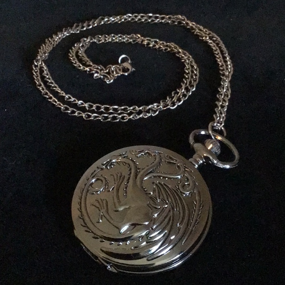 3 Headed Dragon Pocket Watch and Chain